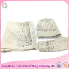 Оптовая продажа популярный стиль шерсть материал леди зима вязаная шапка шарф комплект для девочек
